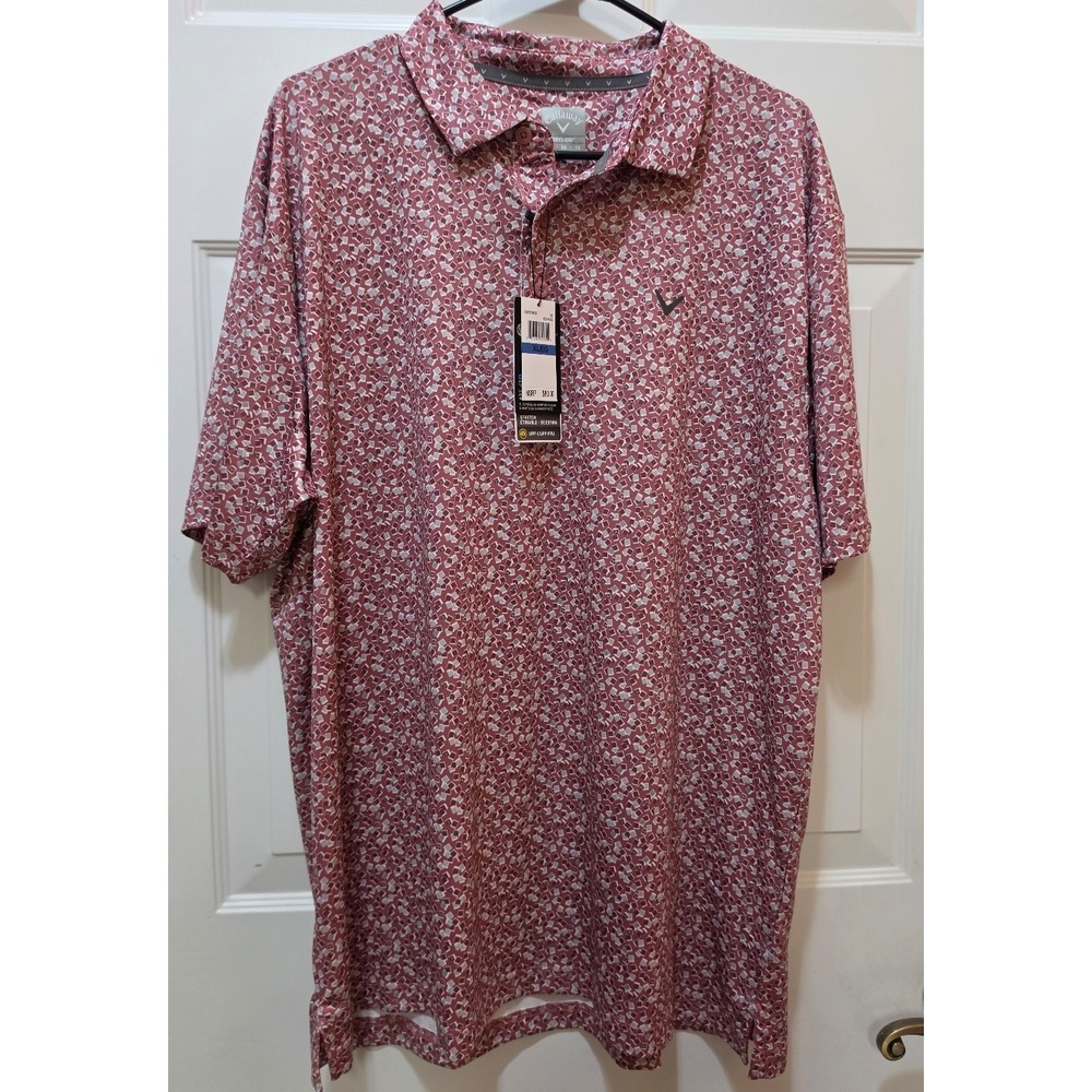 NWT Callaway Golf Polo Shirt Men XL Mesa Rose Geometric Opti-Dri Stretch